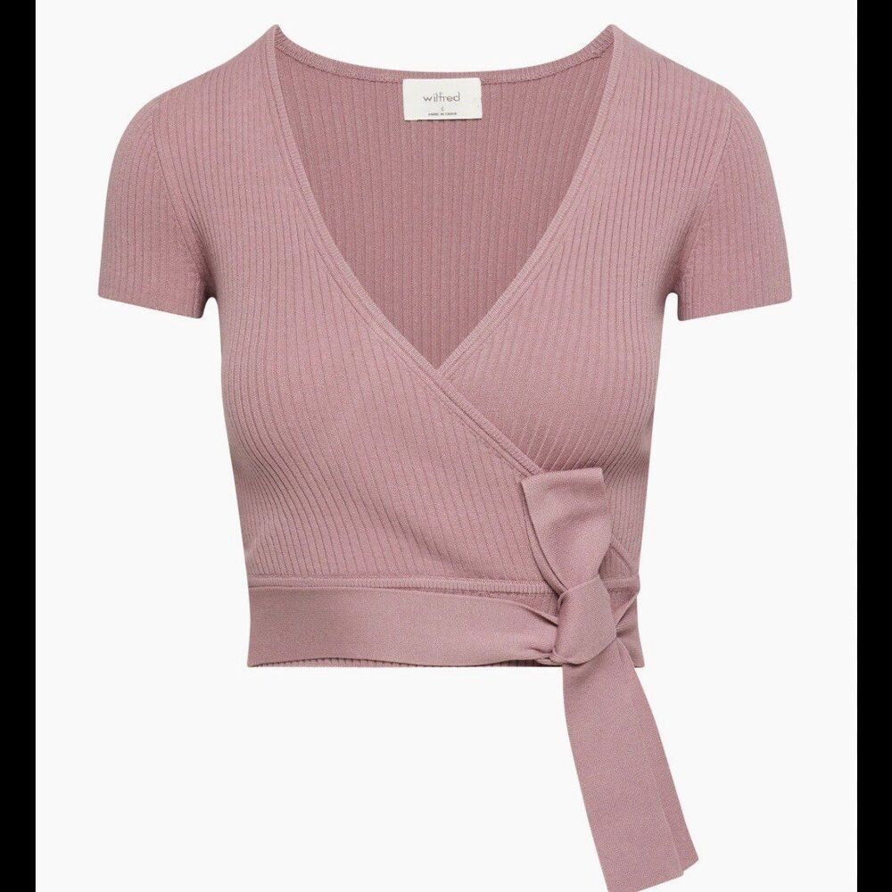 EUC Aritzia Wilfred All Tied Up Sweater in mauve pink size L